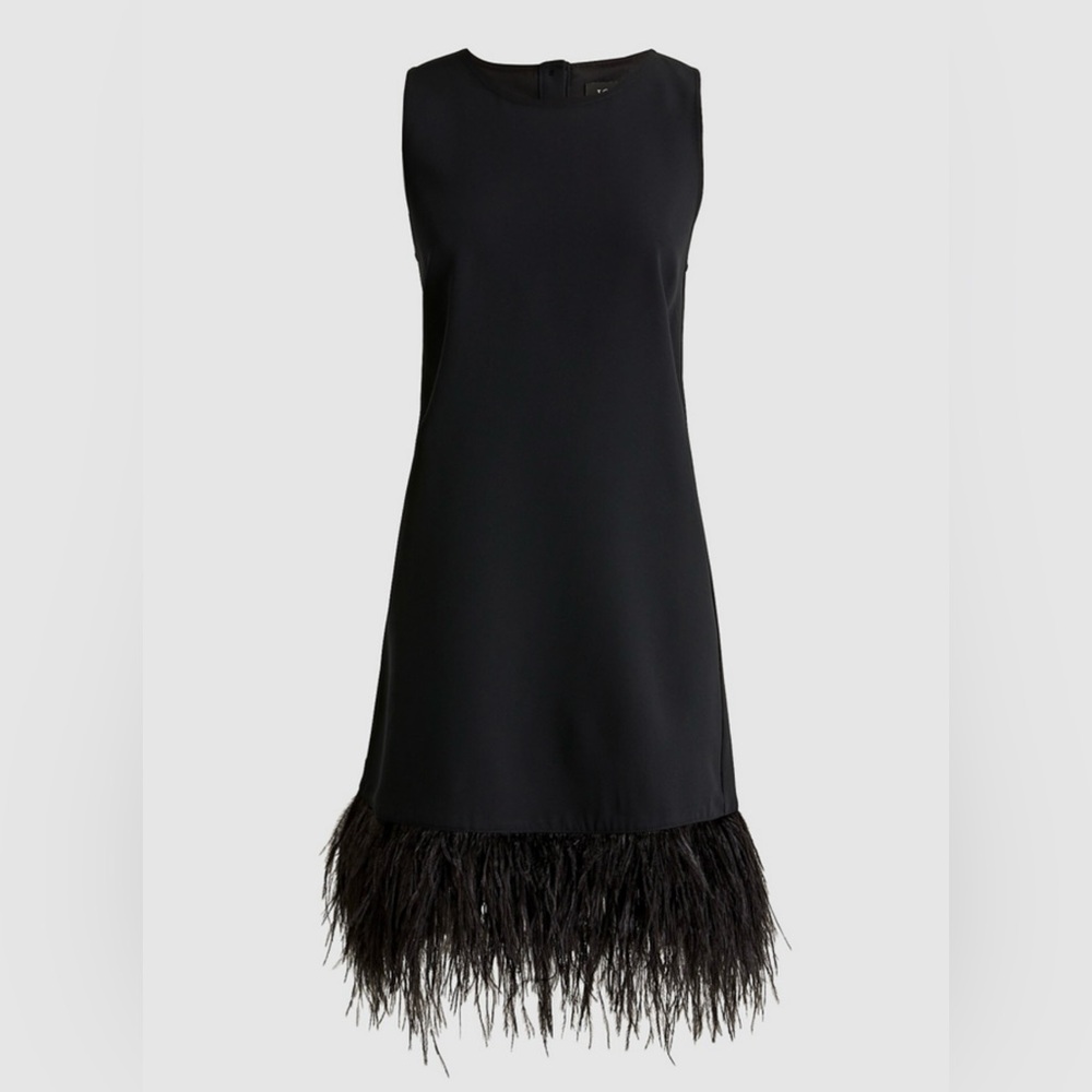 J. Crew Collection Feather-Trim Black Shift Dress | NWOT Size XS